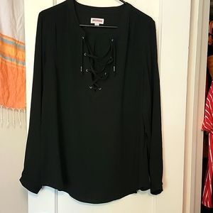 Beautiful black lace up blouse